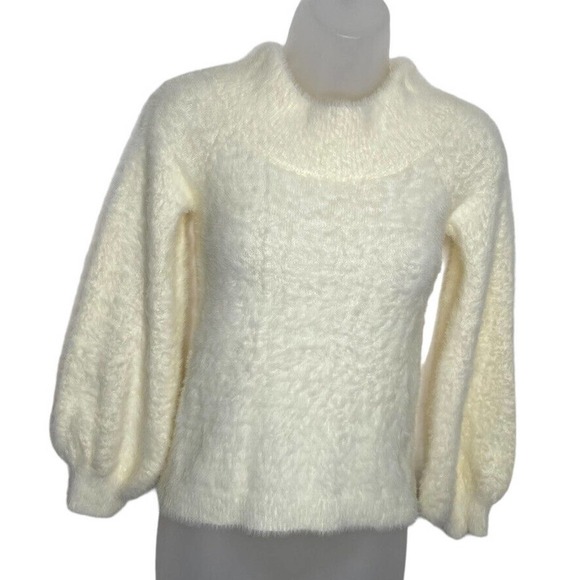LULUS Eyelash Knit Sweater Small Yellow Long Balloon Sleeves New Y2K Soft Cozy - Picture 1 of 15